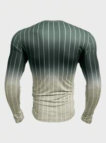 Manfinity LEGND Camiseta casual masculina listrada com decote redondo e manga comprida