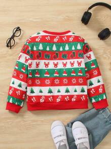 SHEIN Young Boy Round Neck Long Sleeve Animal Print Casual Top, Everyday Wear - Multicolor - View 2