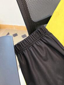 SHEIN 2pcs Set Teen Boy's Casual Splicing Clashing Colours Enlarged Monogram Print Round Neck Short-Sleeved T-Shirt Shorts Two-Piece Set;Spring Wear; Teen Boys' Clothing; Teen Boy' Jackets, Spring Back To School - Multicolor - View 8