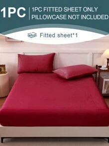 1 pièce Drap-housse en velours, literie de Noël, draps de couleur unie, couverture de matelas douce et confortable, cadeaux de literie, adapté à l'automne et l'hiver, grand-format, drap-housse uniquement, sans taie d'oreiller, anti-poussière antidérapant, lavage machine, pour toutes les saisons, s'adapte aux lits jumeaux, pleins, king et queen