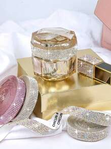 1pc Silver Self-Adhesive Crystal Rhinestone Strip Diy Hot Melt Glue Backing Iron-On Rhinestone Strip - Multicolor - View 7