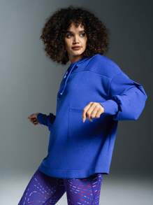 Powerista 休闲蓝色抽绳连帽运动衫，适合日常穿着 - 藍色 - 查看 4