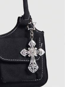 ROMWE 1pc Y2K Style Rhinestone Gothic Cross Bag Charm, Gift For Valentine's Day - Multicolor - View 1