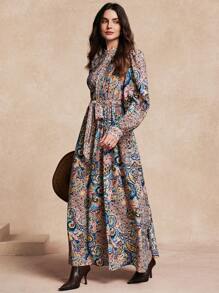 Chiquease 女士优雅拼布印花长袖连衣裙 - 彩色 - 查看 3