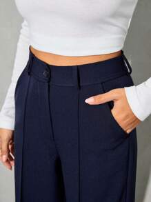 EURMUSE Petite Women'S Solid Color Pants With Pockets ,Petite Women - Navy Blue - View 4