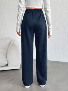 SHEIN PETITE 小号灰色和黑色弹性腰带运动裤多件装 - 彩色 - 查看 3