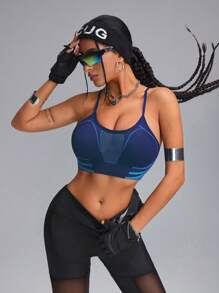 Innovista Reggiseno sportivo donna blu senza cuciture, ad alta elasticità e traspirante, top tank da donna per allenamento, reggiseno sportivo ad alto supporto elastico, top corto donna, casual quotidiano e fitness, yoga, uscite, festival, reggiseno push up, outfit autunno inverno donna