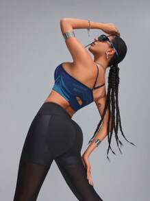 Innovista Reggiseno sportivo donna blu senza cuciture, ad alta elasticità e traspirante, top tank da donna per allenamento, reggiseno sportivo ad alto supporto elastico, top corto donna, casual quotidiano e fitness, yoga, uscite, festival, reggiseno push up, outfit autunno inverno donna