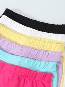 SHEIN 6 件套女童简约休闲纯色短裤套装