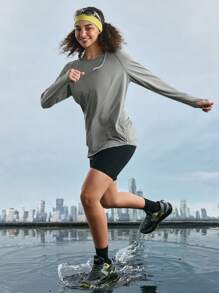 In My Nature Women Plain Color Long Sleeve Minimalist Hooded Outdoor Sweatshirt, Casual Everyday Wear - Light Grey - View 6