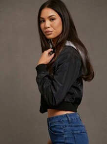 SHEIN Essnce Chamarra con capucha con cordón 2 en 1 con cremallera - Negro - Ver 7