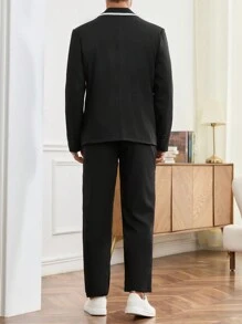 Manfinity Mode Completo da uomo composto da giacca e pantaloni, in 2 pezzi, stile semplice e casual per uso quotidiano