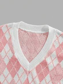 Manfinity VCAY 1 件装 男士 Y2K 服装趣味休闲时尚高街复古风格粉色针织上衣返校秋季服装万圣节服装