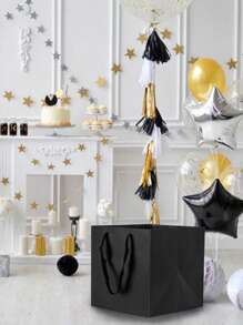 SHEIN Set de 3 bolsas de regalo grandes negras con asas, bolsas de regalo cuadradas a granel, bolsas grandes para compras y mercancía, bolsas para bodas, fiestas de cumpleaños, dulces, manualidades, bolsas de papel pequeñas a granel con asas, cajas de almacenamiento.