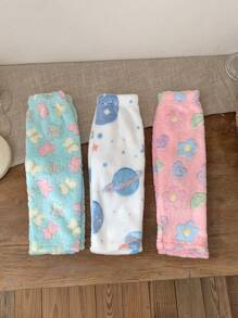 SHEIN 3 件装女婴保暖内衬保暖休闲裤，带有可爱星星、猫爪、狗爪、蝴蝶图案，适合室内和室外穿着，秋冬季 - 彩色 - 查看 4