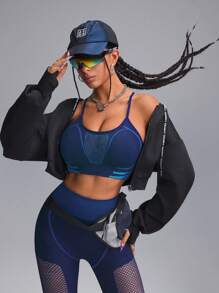 Innovista Reggiseno sportivo donna blu senza cuciture, ad alta elasticità e traspirante, top tank da donna per allenamento, reggiseno sportivo ad alto supporto elastico, top corto donna, casual quotidiano e fitness, yoga, uscite, festival, reggiseno push up, outfit autunno inverno donna
