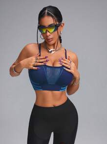 Innovista Reggiseno sportivo donna blu senza cuciture, ad alta elasticità e traspirante, top tank da donna per allenamento, reggiseno sportivo ad alto supporto elastico, top corto donna, casual quotidiano e fitness, yoga, uscite, festival, reggiseno push up, outfit autunno inverno donna