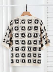 Manfinity VCAY Men's Button Front Short Sleeve Simple Knitted Sweater, Casual Everyday Wear - Multicolor - View 2