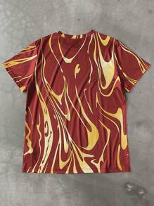 Manfinity LEGND Men's Casual Letter Print Round Neck Short Sleeve T-Shirt - Red - View 2