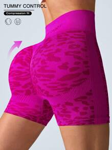 Easithlete Women's High Waist Letter Print Seamless Sports Shorts