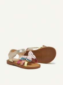 Cozy Pixies 1 par de sandalias planas casuales y adorables con lazo decorativo y contraste de colores para niñas bebé, para primavera/verano