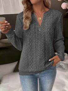 EMERY ROSE Women's Fashionable Half-Zip Casual Sweatshirt For Autumn/Winter