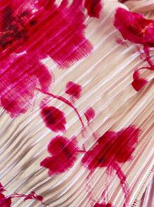 Soleia Strapless Tie Dye Floral Pleated Crop Top - Multicolor - View 6