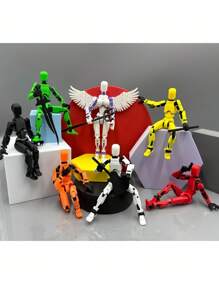 Conjunto de 5 Figuras de Acción de Robot Articulado - Modelo T13 de PVC con múltiples articulaciones impreso en 3D para decoración de escritorio, juguete de ensamblaje DIY, regalo para entusiastas de los juegos en colores negro, blanco, rojo, amarillo y azul