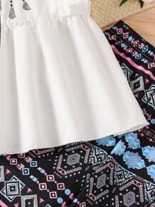 Tween-Mädchen 2-teiliges lässiges, elegantes Urlaubs-Set aus T-Shirt und Hose mit weitem Bein - Verschiedenfarbig - Übersicht 4
