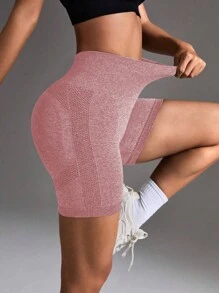 SHEIN Sport Studio Vrouwen Hoge Taille Eenvoudige Getailleerde Sport Shorts, Casual Dagelijkse KledingVrouwen Sweat Short, Gym Short, Biker Short