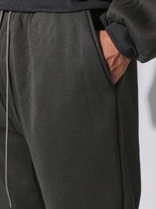 SUMWON Crop Fit Overhead Hoodie With Number Applique And Straight Fit Sweatpants 2 Piece Set - Grey - View 6