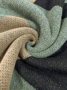 Calvaya Áo len nữ cỡ lớn cổ tròn tay dài phối màu tương phản, kiểu dáng thường ngày, thích hợp cho Lễ Tạ ơn, áo len mùa đông thu đông. - màu xanh lá - Xem 8