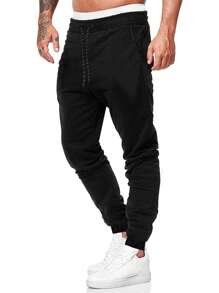 ROMWE MEN Prep Men's Drawstring Waist Jogger Casual Sweatpants