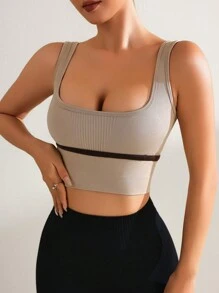 SHEIN Sport Studio Simple Solid Color Casual Athletic Tank Top, For Daily Wear