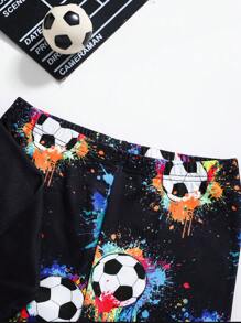 SHEIN 2pcs Tween Boy Snug Fit Glow-In-The-Dark Graphic Football Pattern Long Sleeve Top And Pants Casual Loungewear Set, Suitable For Autumn And Winter - Multicolor - View 3