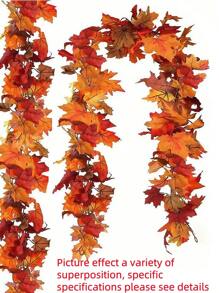 1Pc 2M Long Artificial Autumn Maple Leaf Garland Simulation Plant, Autumn Hanging Autumn Leaf Vine, 7 Styles Available, Suitable For Weddings, Dinner Decorations, Suitable For Gardens, Stairs, Corridors, Dining Tables, Curtain Decorations, Home Decorations, Autumn Decorations