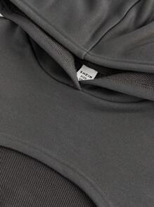 Conjunto de 3 piezas para niñas preadolescentes: sudadera con capucha corta y relajada, chaleco con tirantes cruzados y leggings elásticos ceñidos, estilo deportivo casual