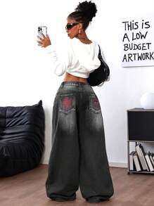 SHEIN ICON Women's Casual Denim Jeans, & Minimalist For Everyday Wear, Baggy Women Jeans