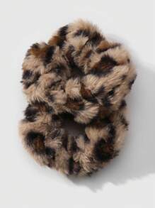 ROMWE Kawaii 2 件套别致复古豹纹蓬松发圈，韩式精致，适合女性日常佩戴，节日礼物发带马尾辫发圈发绳