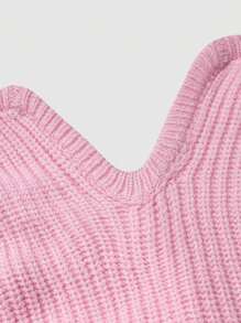 SHEIN MOD 女士纯色休闲无袖套头背心毛衣，日常穿着 - 粉色 - 查看 3