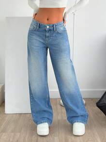 EURMUSE LOW RISE LOOSE FIT JEAN WITH LEOPARD POCKET - Medium Wash - View 5