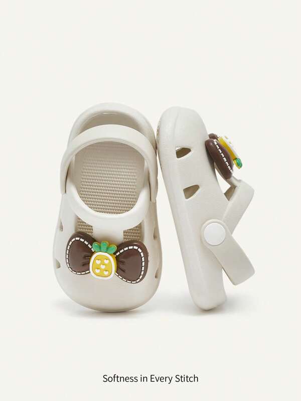 Cozy Pixies 1 par de sandalias para infantes, diseño de piña con moño, antideslizantes, ligeras y transpirables, para verano
