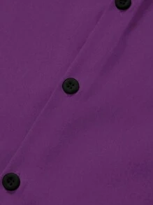 Manfinity Homme Parte superior informal de manga larga de un solo abotonado de unicolor para hombre
