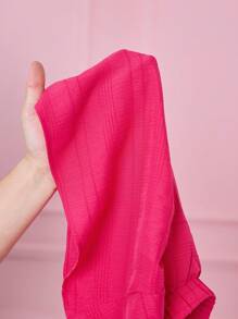 Tween Girls 可爱粉色情人节印花短袖上衣和松紧腰 A 字裙套装，夏季 - 玫紅色 - 查看 8