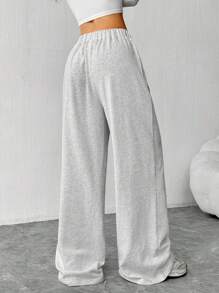 SHEIN EZwear 女士白色编织系腰宽松阔腿裤