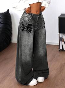 SHEIN ICON Women's Casual Denim Jeans, & Minimalist For Everyday Wear, Baggy Women Jeans