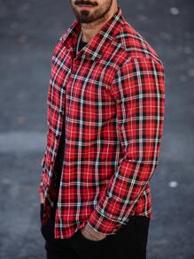 Manfinity Homme 加大码男士长袖格子休闲衬衫，秋季款