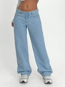 EURMUSE LOW WAIST V DETAILED STRAIGHT LEG JEAN - Light Wash - View 4