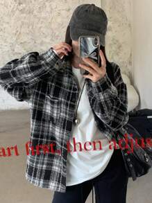 DAZY Women's Button Front Long Sleeve Pocket Plaid Blouse, Casual For Everyday Wear,Fall Clothes,Flannels Women - Black - View 2