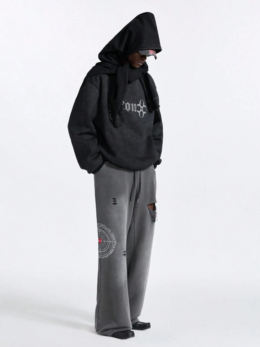 NEON BLANC Suéter de punto negro de manga larga con estilo callejero de moda para hombres, para otoño e invierno - Negro - Ver 1